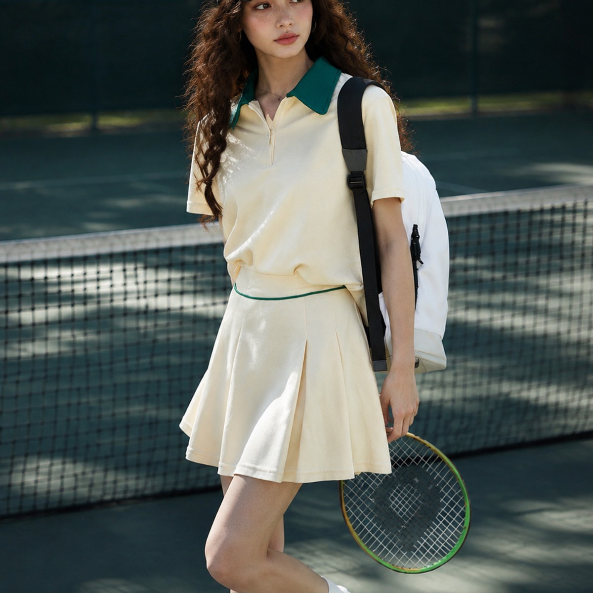 Popular tennis skirt two-piece set for women, short-sleeved Polo collar pleated short skirt, casual stretch fabric, manufacturer's small batch customization