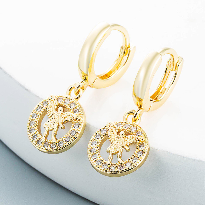 Japanese And Korean Style Hollow Angel Bee Dreamcatcher Earrings Eardrops Copper-plated Gold Inlaid Zircon Simple And Elegant Earrings display picture 6