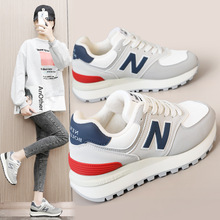 【新百伦】新款2024秋季透气运动鞋拼色厚底加绒圆头女鞋休闲