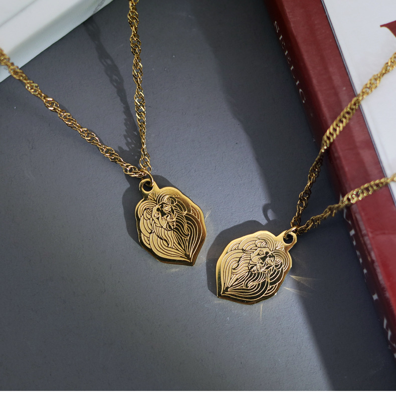 Retro Lion Titanium Steel Plating Pendant Necklace 1 Piece