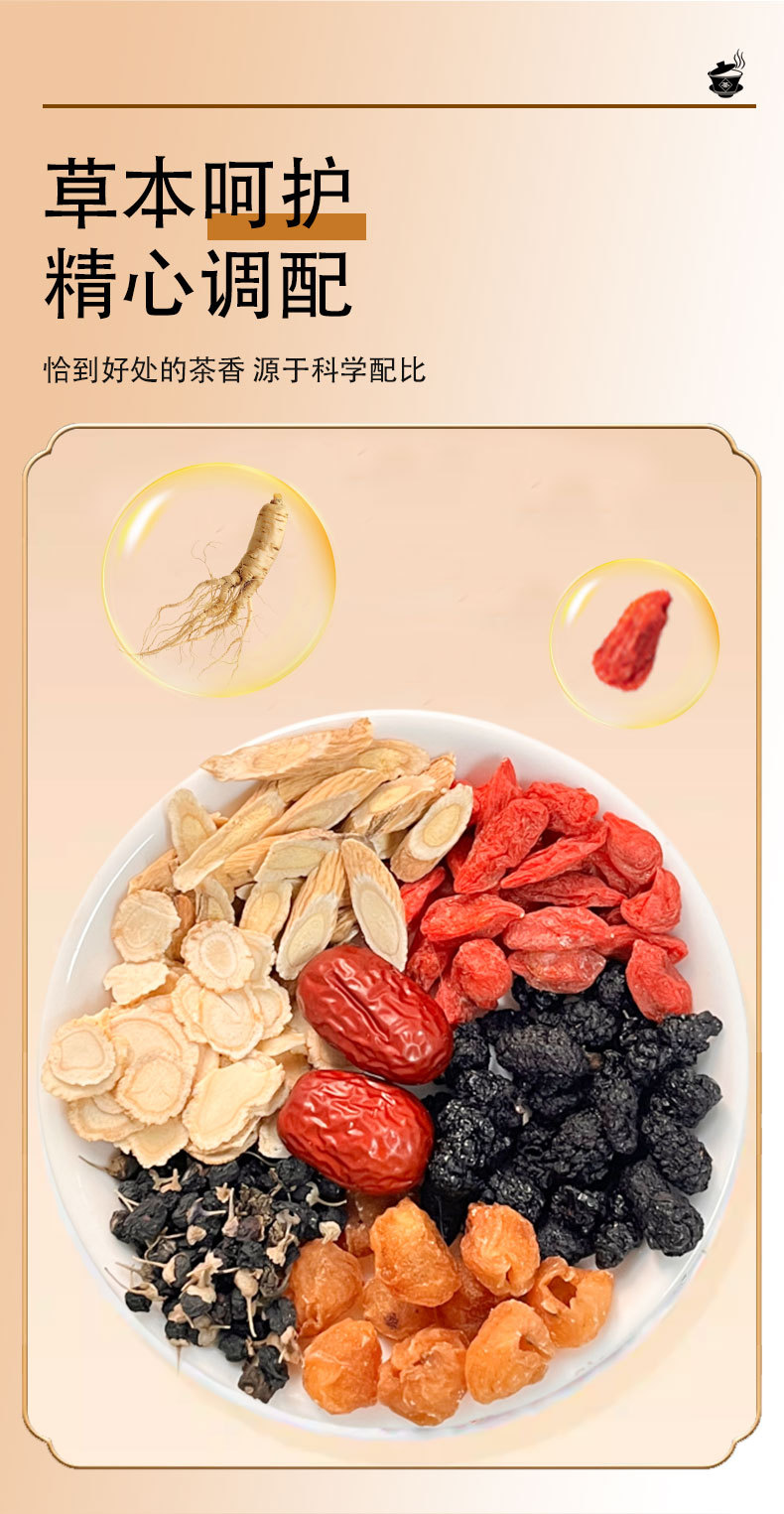 Men's Seven Treasures Tea (Qi Bao Cha) — Jujube, Goji, Longan & Astragalus Herbal Blend specifications