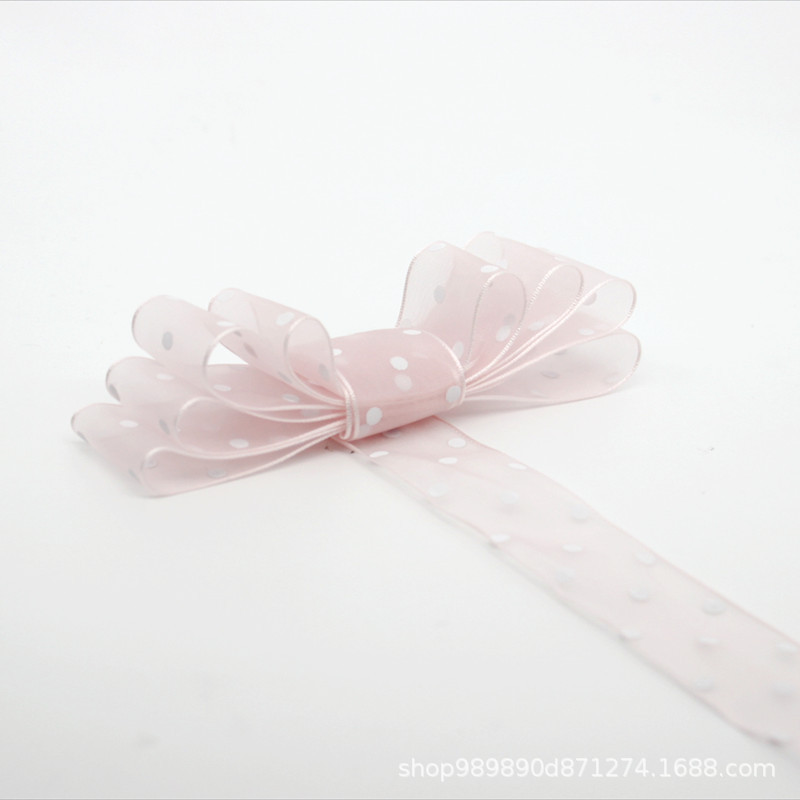 2,5 cm cinta de gasa decoración de la boda de vacaciones de oro cinta regalo del día de san valentín embalaje de la flor cinta de hilo de nieve