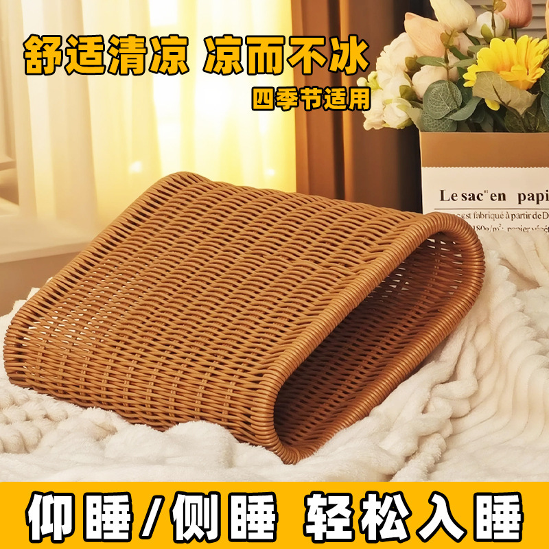 仿藤枕护夏凉颈椎镂空藤编枕头手工编织水洗偏硬夏凉枕|undefined