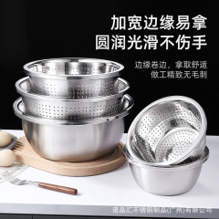 304 ステンレス鋼の洗面器ホテルの業務用キッチン混練洗面器洗面器スープ洗面器ラウンド野菜洗浄排水調味料多目的洗面器