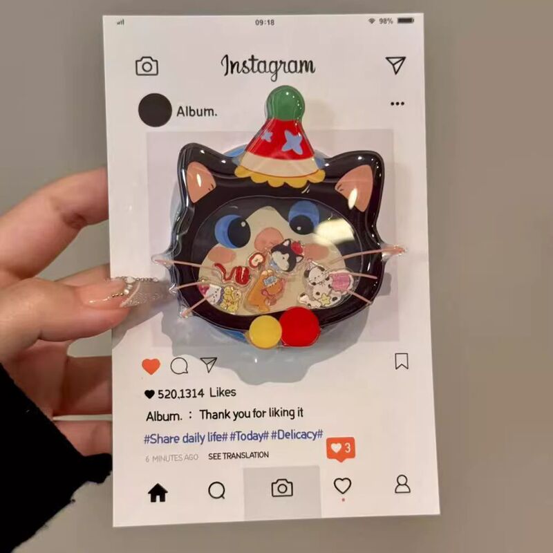 Korean-style ins cartoon party cat magnetic pop-socket stand, extendable phone holder for binge-watching on the desktop Korean-style ins cartoon party cat magnetic pop-socket stand, extendable phone holder for binge-watching on the desktop