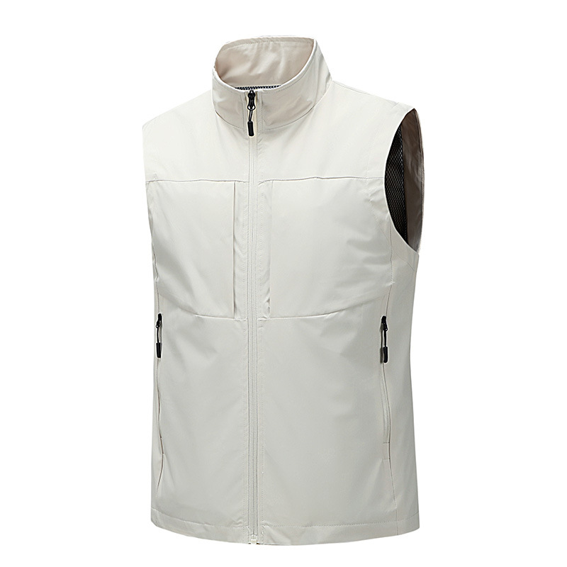 Primavera y otoño hombro casuales chaleco de hombre chaleco al aire libre de mediana edad bolsillo sin mangas chaqueta de hombre de color sólido