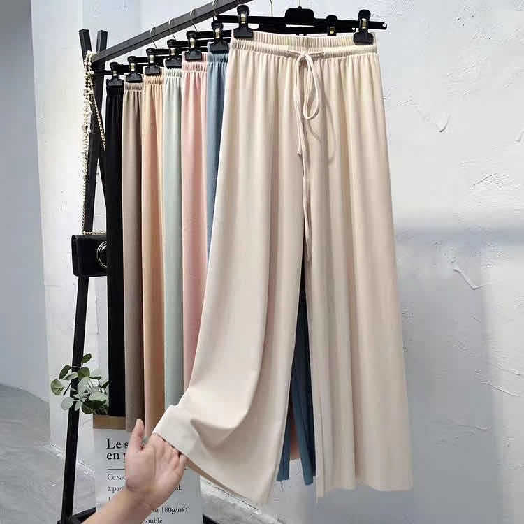 [Source Factory] Ice Silk Wide Leg Pants Women's Spring and Summer High Waist Daggy Cross-border Foreign Trade Thin Straight Pants