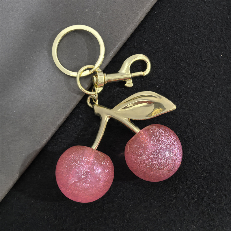 Simulación transfronteriza fruta cereza grande llavero de cereza llavero de metal bolsa colgante llavero de coche creativo