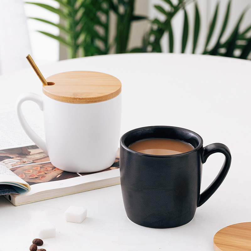 高级感フロストコーヒーカップセットセラミックカップコーヒーカップ高颜値黒カップルカップ卸売