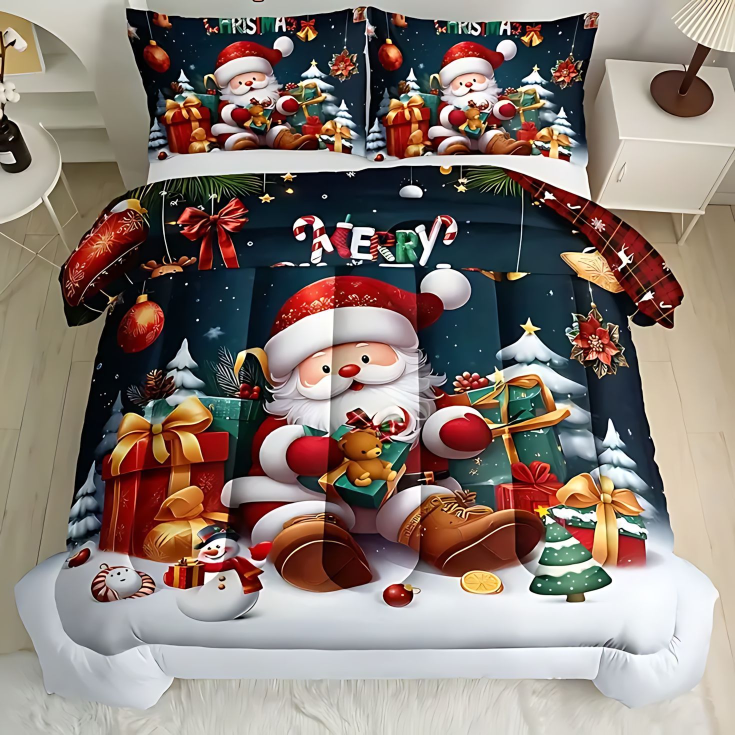 TEMU / JIT Santa impresión digital de alta definición 180gms colcha fuente del kit de fabricantes para la imagen se puede fijar