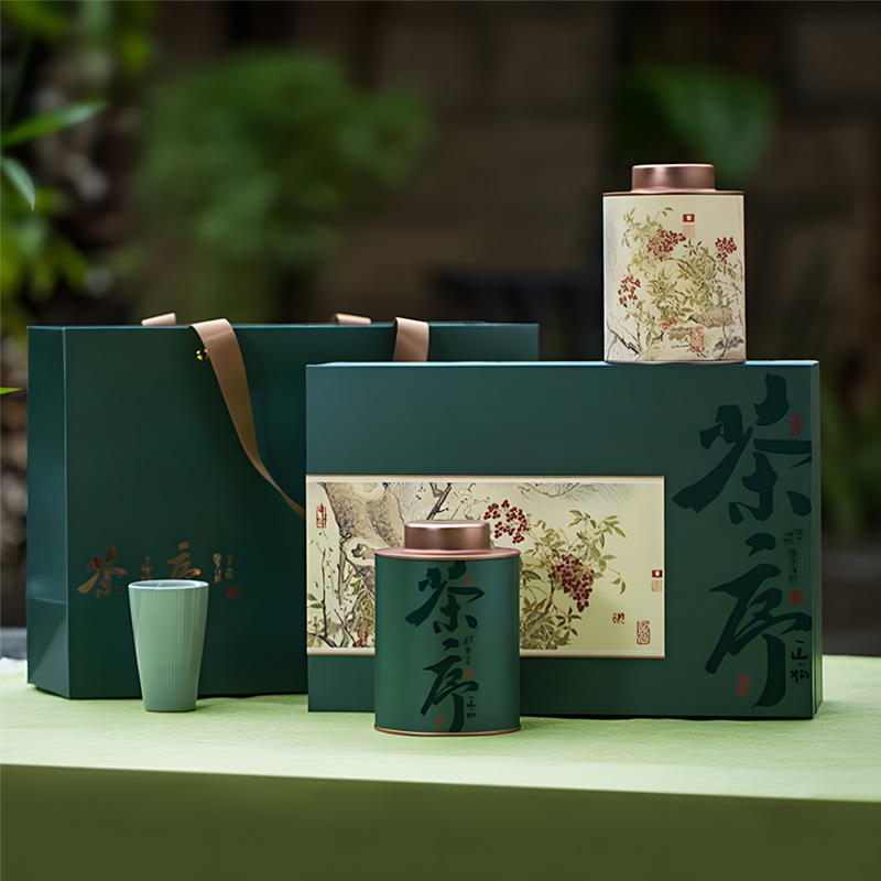 2025年货高端红绿茶乌龙茶普洱茶饼空盒高档礼盒送礼设计打样印刷
