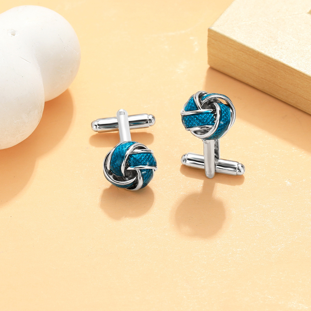 European and American Blue Twist Cufflinks Men's French Fashion Metal Alloy Shirt Buttons Accessories Wholesale