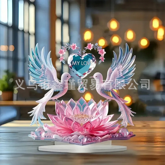 Nuevos productos transfronterizos creativos de marca pájaros decoraciones acrílicas navideñas decoraciones para el hogar