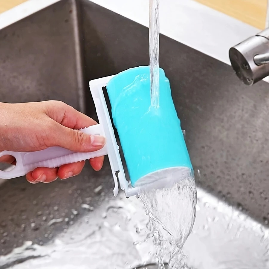 便携式粘毛器可水洗滚筒粘毛器除尘滚筒除毛器清洁器水洗式带盖