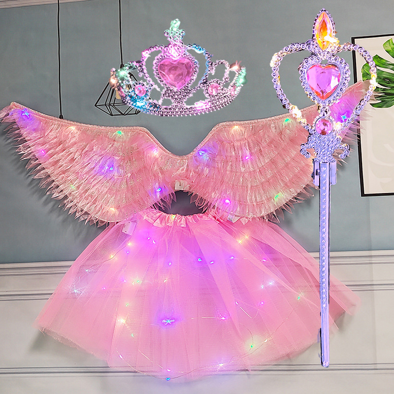 Tela rosa ala lámpara falda lámpara corona lámpara cálida melocotón corazón cetro