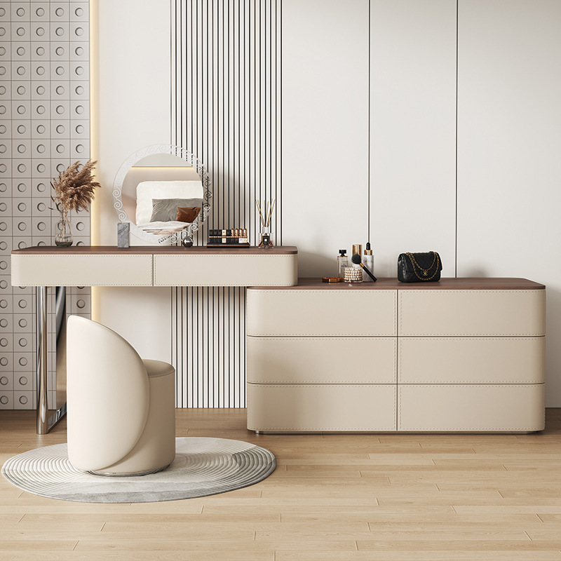 Italian Style Minimalist Dressing Table Storage Cabinet Integrated Bedroom Bedend Bucket Cabinet Multifunctional Storage Solid Wood High-end Cosmetic Table Italian Style Minimalist Dressing Table Storage Cabinet Integrated Bedroom Bedend Bucket Cabinet Multifunctional Storage Solid Wood High-end Cosmetic Table