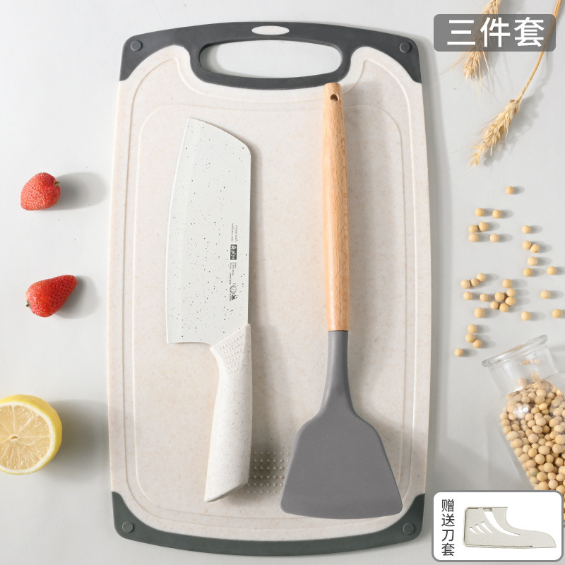 Yangjiang cuchillo de acero inoxidable cuchillo de cocina combinación de utensilios de cocina conjunto de corte conjunto completo de cuchillo de cocina tablero de cocina 2 en 1 uso doméstico