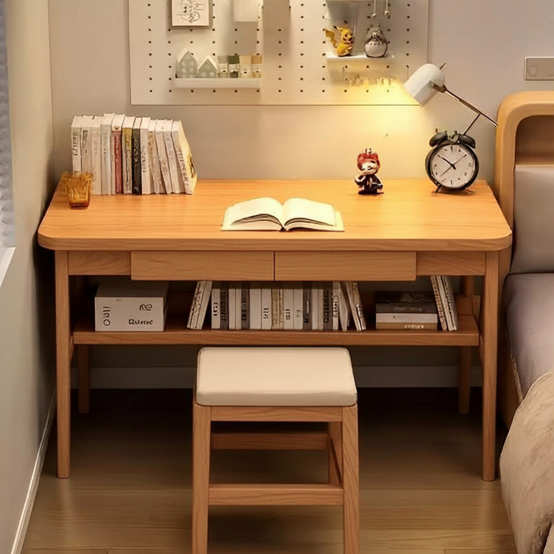Solid Wood Desk, Student Home Writing Desk and Chair, Bedroom Office Desk, Small Apartment Computer Desk with Drawer, Study Table Solid Wood Desk, Student Home Writing Desk and Chair, Bedroom Office Desk, Small Apartment Computer Desk with Drawer, Study Table