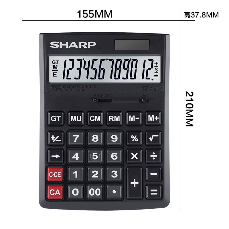 [Калькулятор Sharp с солнечной батареей, 12-разрядный, большой дисплей, финансовый и офисный девайс]