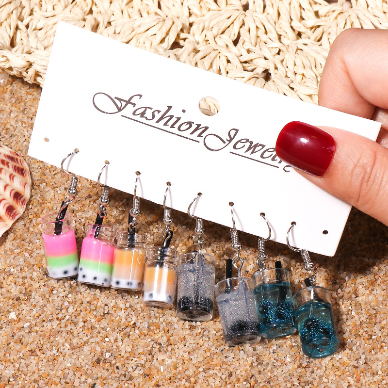15g Weight Alloy Ear Needle Material Drop Earrings Classification 5 Pairs Quantity Casual, Daily Occasion Alloy Material Cherry, Starfish Pattern Women's Gender Enamel Design Cute Style 5 Pairs Cute Cherry Starfish  Enamel Alloy Drop Earrings 18