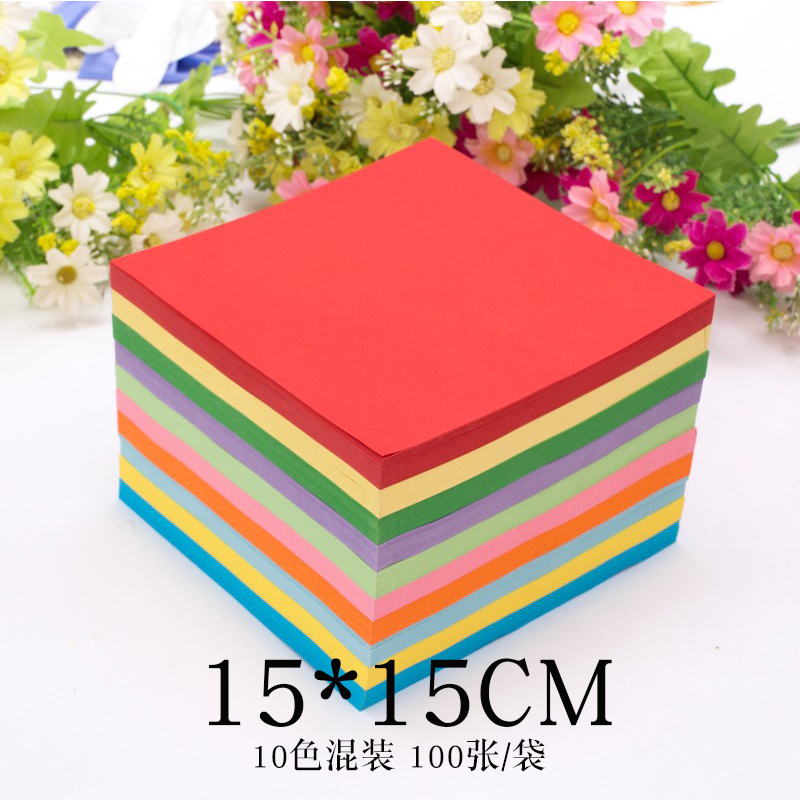 Cuadrado 5 * 5 cm color mezclado colorido papel de mano infantil papel de corte de papel papel blando papel laminado a mano