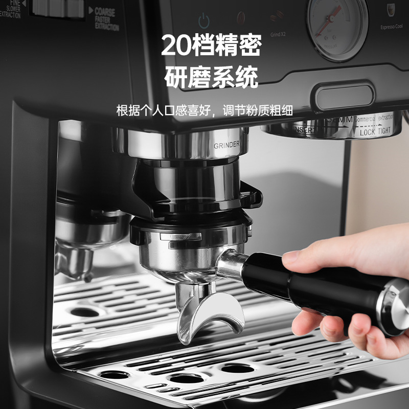 Máquina de café transfronteriza concentrado italiano de alta presión de vapor de doble horno de grasa molino integral frío y calor doble extracción de pantalla de color máquina de café