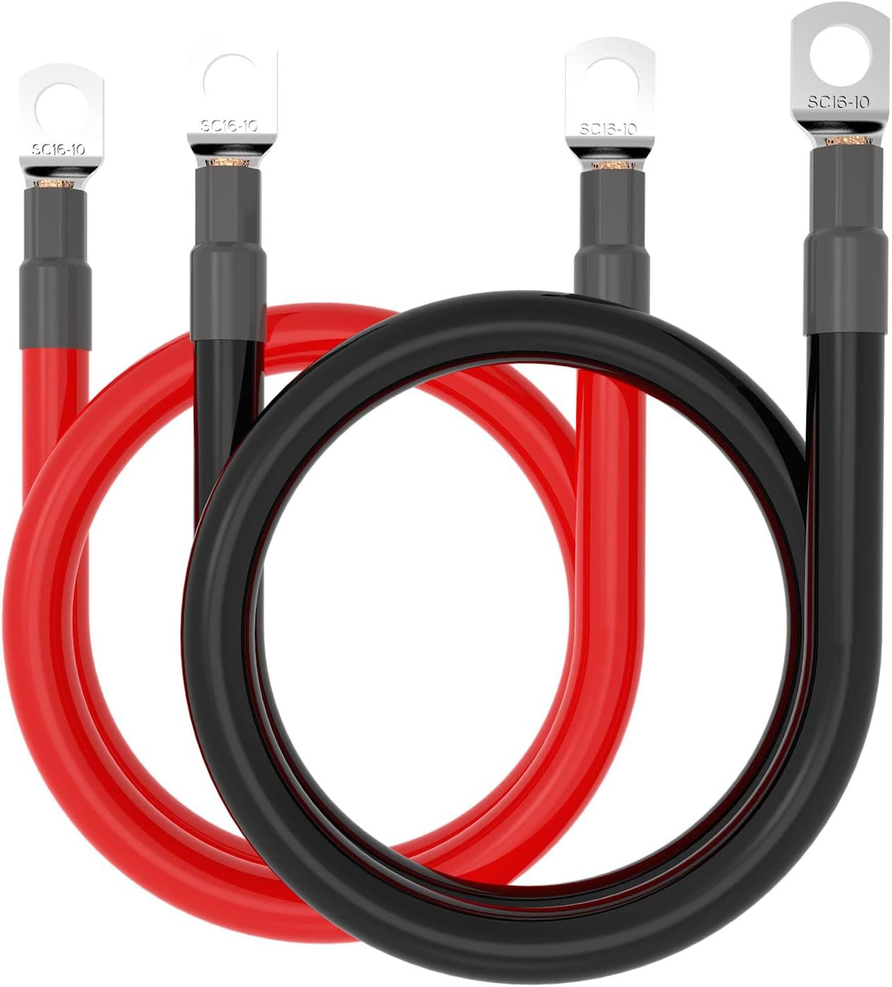 6 AWG 规格 12 英寸(约 30.5 厘米)电池电源逆变器电缆套装红色 +