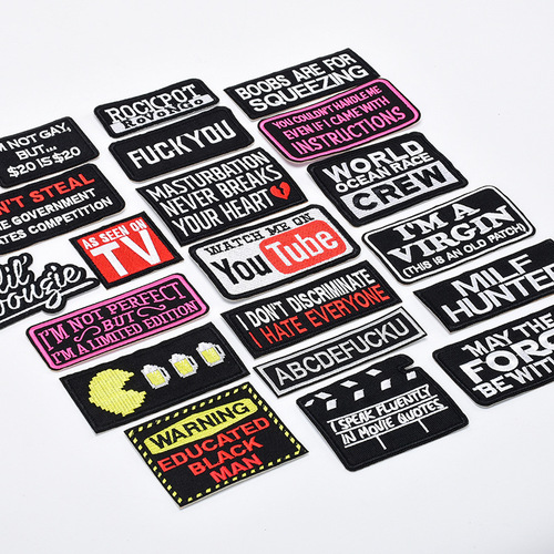English entry humorous style cloth patch badge classic American English alphabet cartoon patch decorative patch can be ironed and sewn