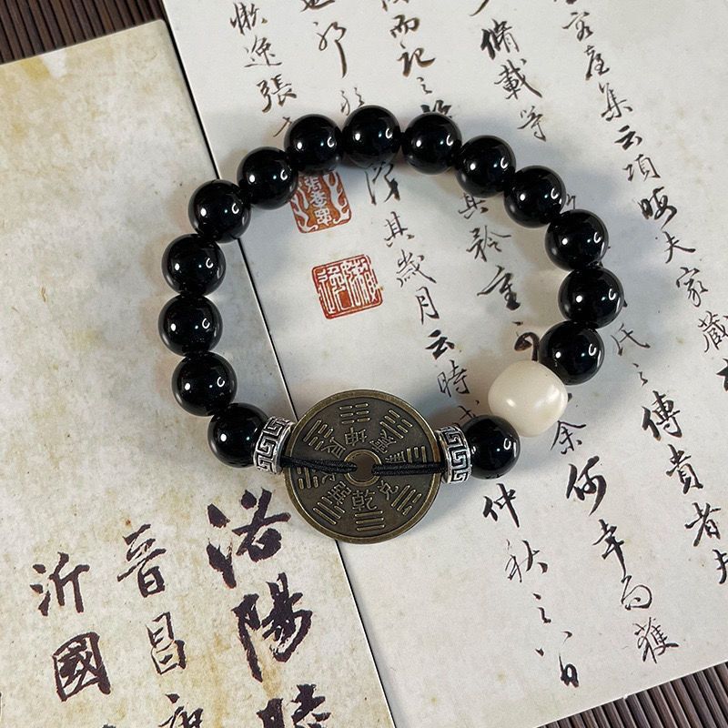 新中式蝴蝶串珠手链ins小众设计森系仿玉石竹节铃铛手镯闺蜜手链|undefined