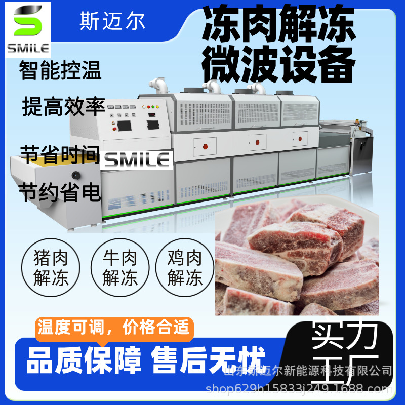 连续式冻猪肉加热解冻机 牛肉微波缓化设备 化冻设备兼杀菌