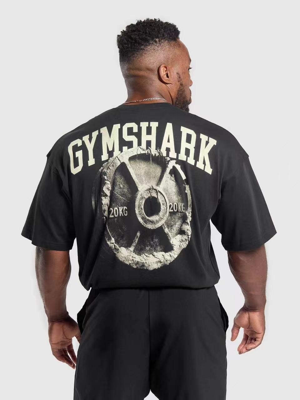 Shark Barbell Fitness Loose Short-sleeved High-end All Cotton High-set Sports Cotton Loose Breathable T-shirt