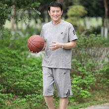 爸爸夏装套装短袖t恤中老年人夏季运动套装男爷爷夏天衣服父亲节