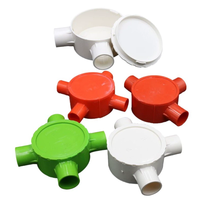 ПВХ бутик командир коробка спина кнопку раунд три раунда четыре с крышкой красный и белый 16/20 трубопровод фитинги