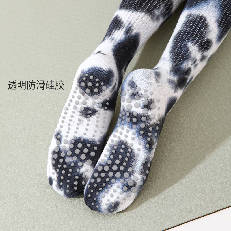 Calcetines de mujer teñidos con lazos Terry engrosados Calcetines antideslizantes Pilates calcetines de algodón de media pantorrilla calcetines de mujer profesionales de Yoga fitness color