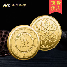 厂家批发金属纪念币steem币 虚拟币收藏纪念外贸数字比特币纪念品
