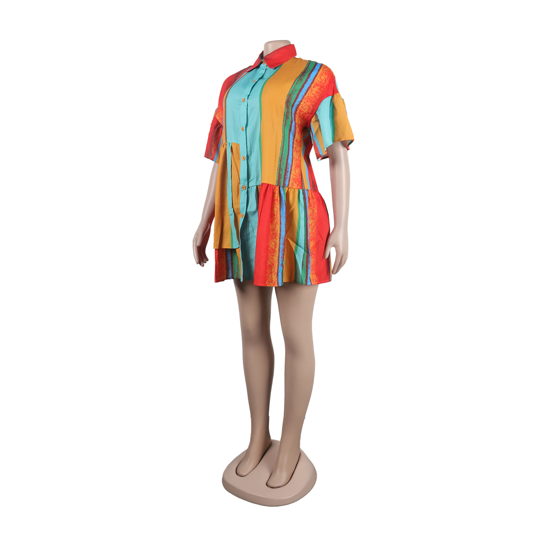 Slim Fit Printed Color Contrast Patchwork Short Dress Colorful Coat Short Sleeve Shirt Dress 10 Slim Fit Printed Color Contrast Patchwork Short Dress Colorful Coat Short Sleeve Shirt Dress