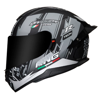 Motosiklet kaskı (dəbilqə) — motorcycle helmet double lens - gray-pioneer-tea-mirror-m
