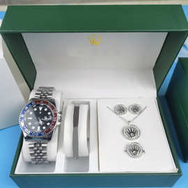 劳五件套可乐圈潜航者钢带防水石英男士格林尼治手表大表盘腕表