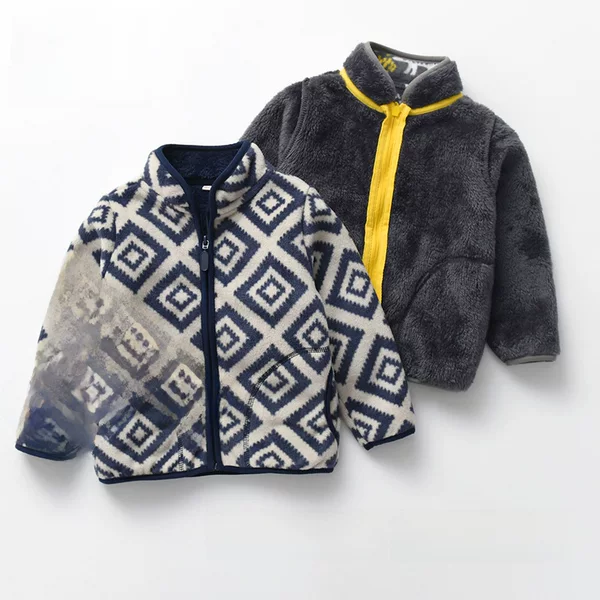 [Thick collection] children's fleece-lined polar fleece jacket printed fleece warm jacket for boys and girls wy1088