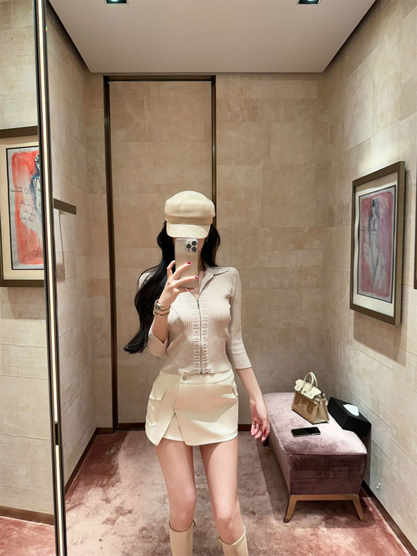 woppei 25秋冬新款拉链毛衣开衫女舒适修身显瘦翻领螺纹针织上衣|undefined