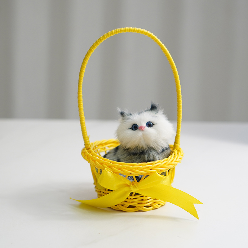 높은 바구니 (노란색) + 파란색과 흰색 스쿼트 고양이 짖을 수 있습니다