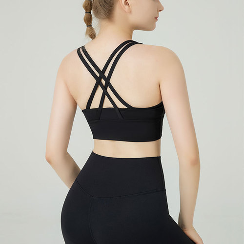 New product crossback bare skin yoga bra sports fitness innerwear running shock-absorbing Lulu sports bra