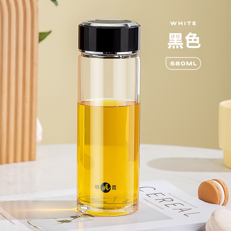 Mingxia ガラス二重層高ホウケイ酸塩増粘ティーカップメンズポータブル高価値オフィスウォーターカップ卸売カスタマイズ|undefined