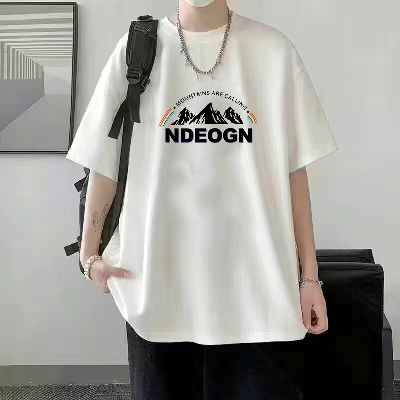 Verano nuevo estilo de seda de hielo tendencia camiseta suelta estilo de Hong Kong impresión cuello redondo camiseta de manga corta tendencia femenina todo fósforo camiseta fría