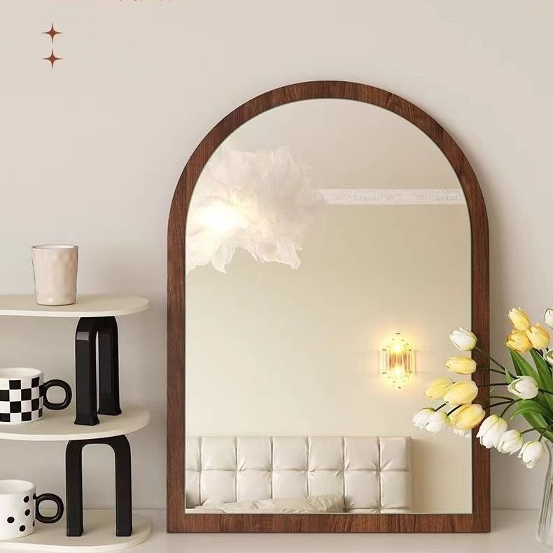 Vintage Bathroom Mirror Wall-pasted Self-adhesive Toilet Vanity Table Middle Ancient Cosmetic Mirror Punch-free Half-body Mirror Wall-mounted