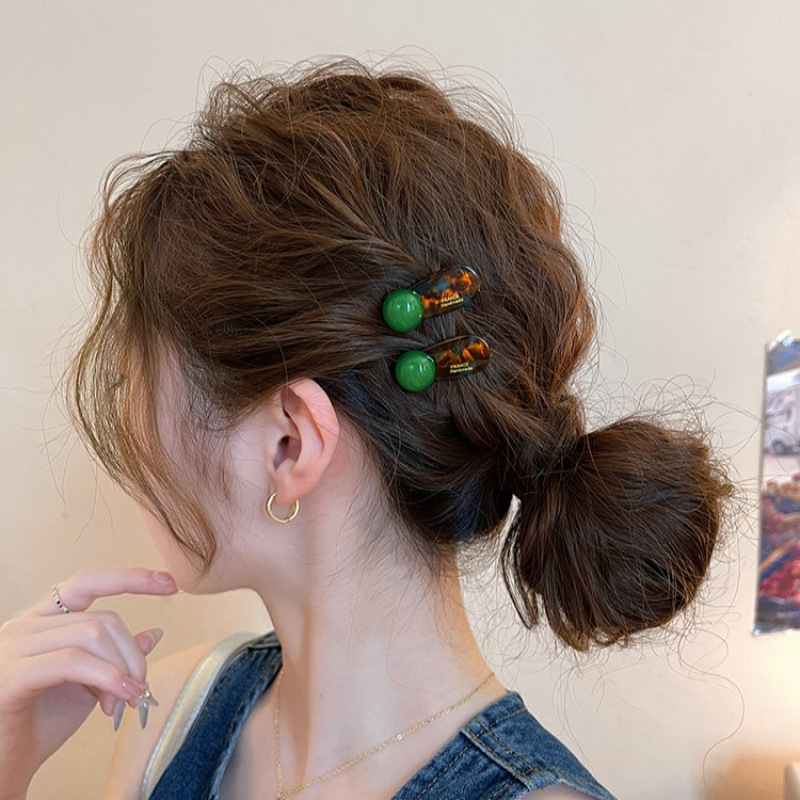 Sweet Blue and Brown! Dopamine Jelly Hairpin! Easiest for Match Side Bangs Clip Retro Duckbill Clip Travel Hairpin for Women