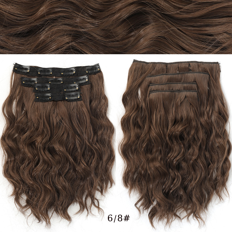 Extensii de păr sintetice cu clip ondulate efect undă_voghion.com