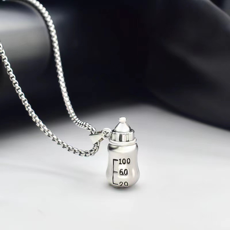 2023 Season New Style Bottle Necklace Niche Personalized Hip Hop Men's and Women's Trendy Long Woolen Chain Accessories Unique Pendant