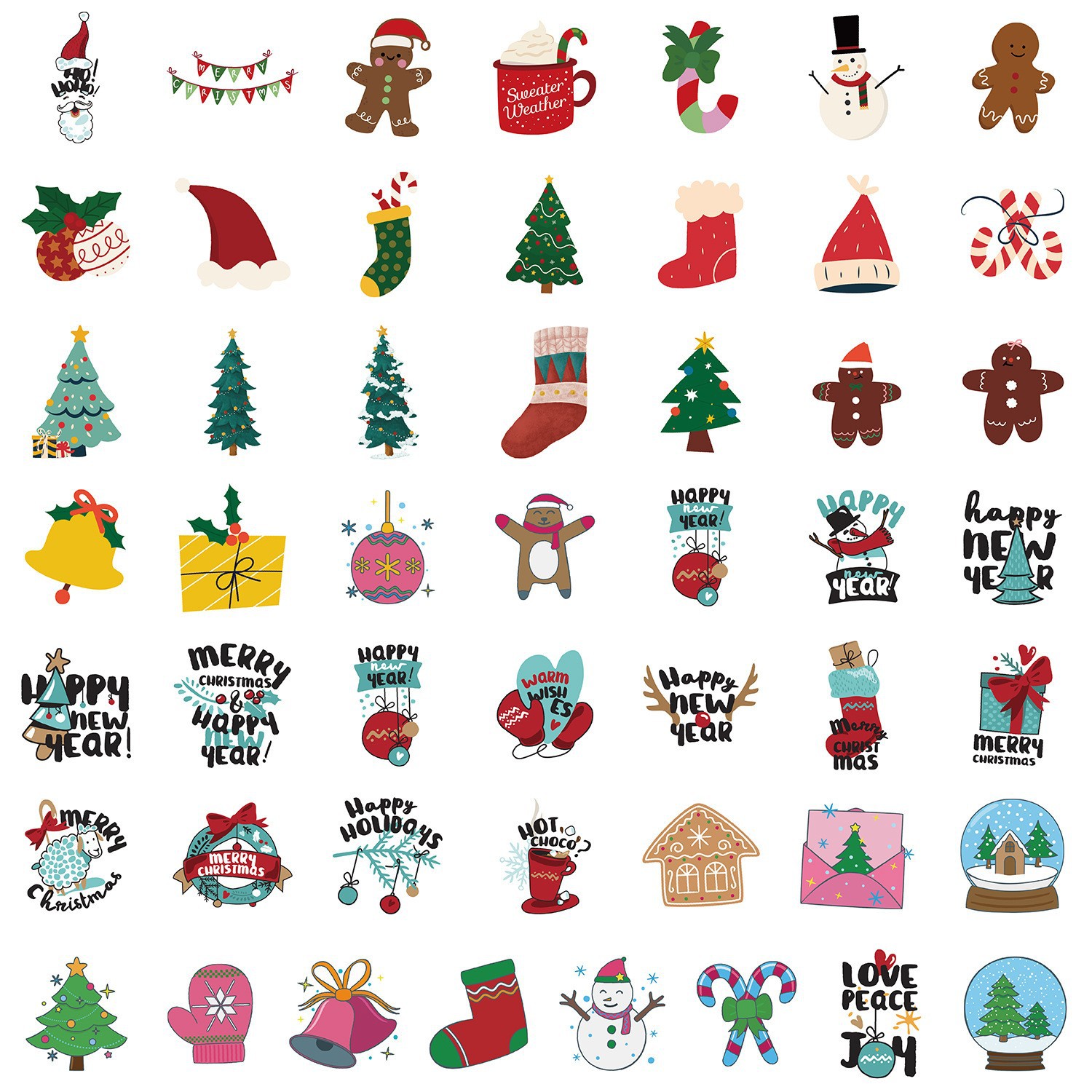 50 nueva Navidad graffiti pegatinas coche teléfono móvil hervidor pegatinas decorativas impermeable diario pegatinas al por mayor