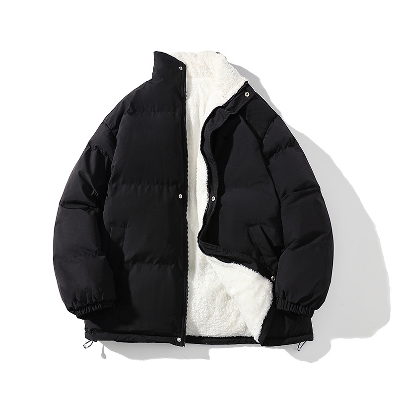Stand-up Collar Padded Jacket For Men And Women With Fleece Loose Padded Jacket For Couples With Padded Jacket For Men With Fleece_viptrois.com